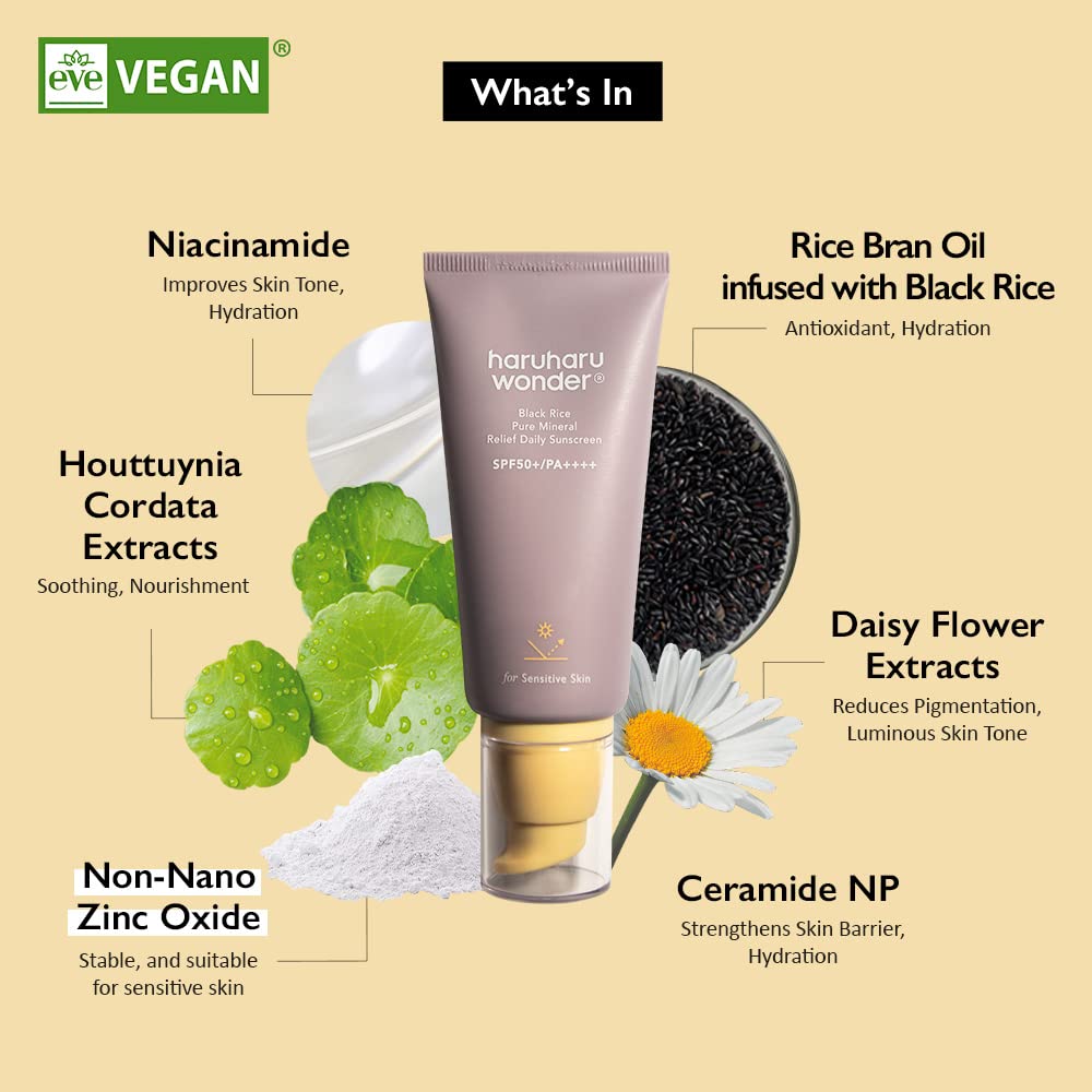 Black Rice Pure Mineral Relief Daily Sunscreen - Unscented for Sensitive Skin by Haruharu Wonder