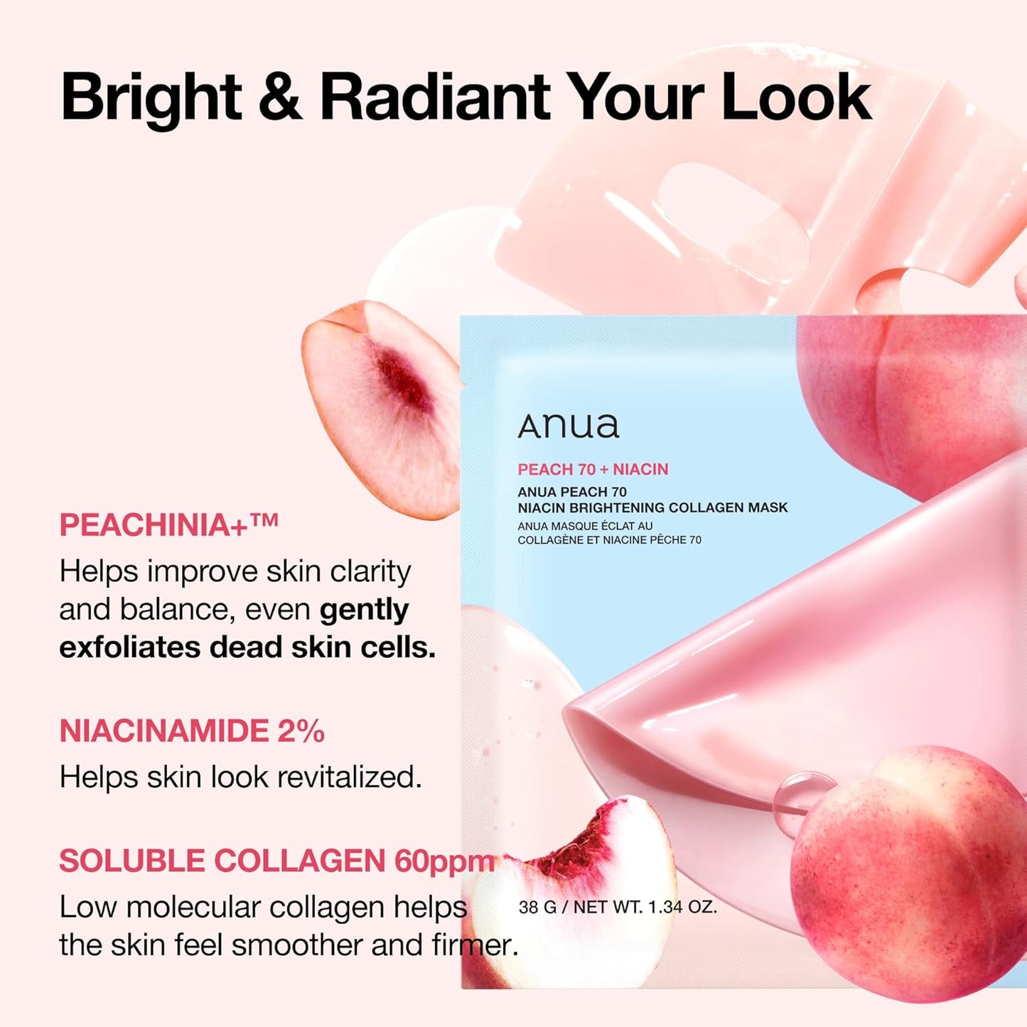Peach 70 Niacin Brightening Collagen Mask by Anua