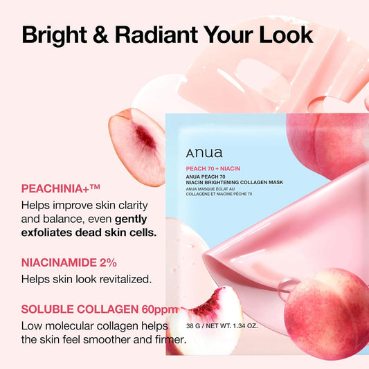 Peach 70 Niacin Brightening Collagen Mask by Anua