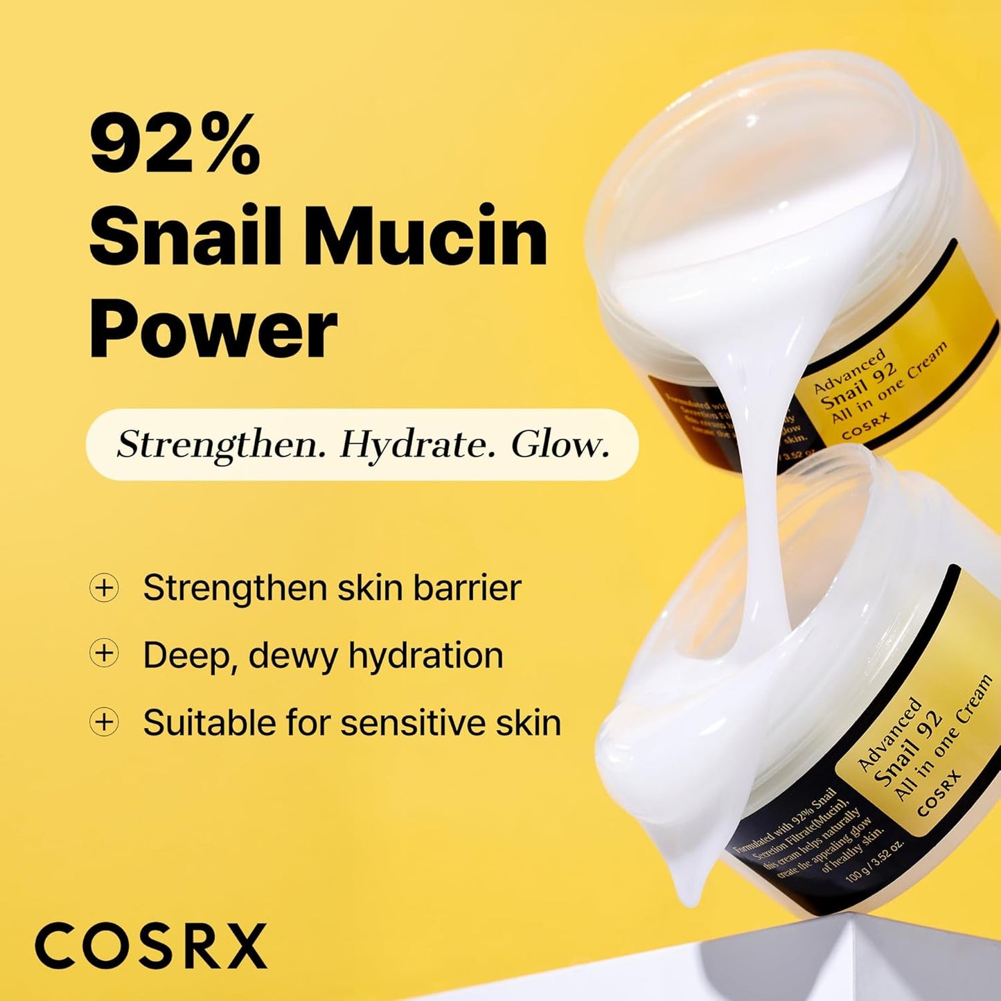 Увлажняющий крем с 92% муцина улитки от COSRX