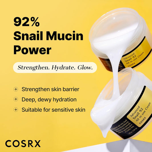 Moisturising cream with 92% snail mucin by Cosrx