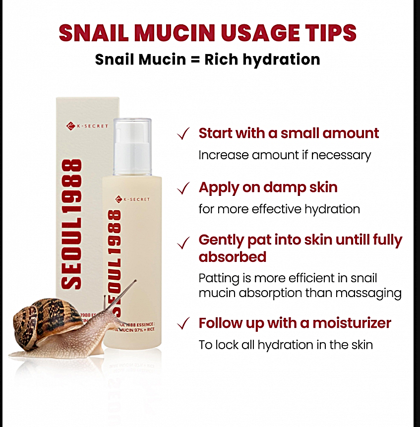 Seoul 1988 Essence with Snail Mucin 97% + Rice  by KSecret