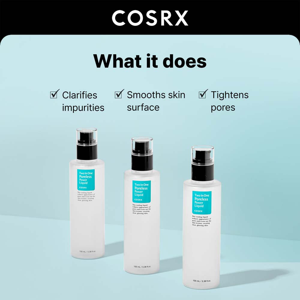 Two In One Poreless Power Liquid – Απολεπιστική Τονωτική Λοσιόν για Καθαρούς Πόρους της  COSRX