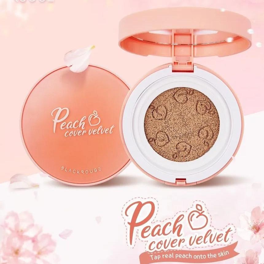 Peach Cover Velvet Cushion Black Rouge