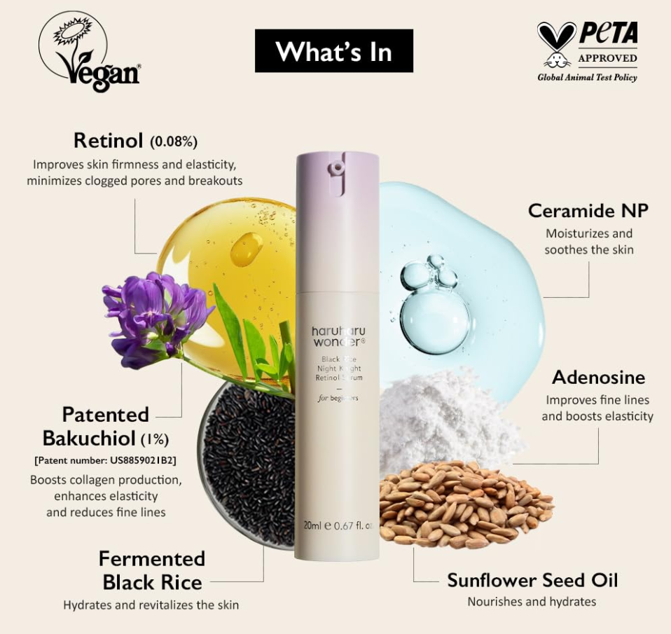 Black Rice Night Knight Retinol Serum for beginners by HaruHaru